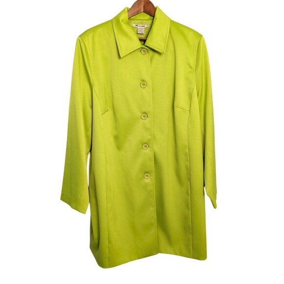 Nygard Womens Lime Green Mid-Length Button-Front Dress Jacket 18W Polyester Blen - Picture 7 of 13